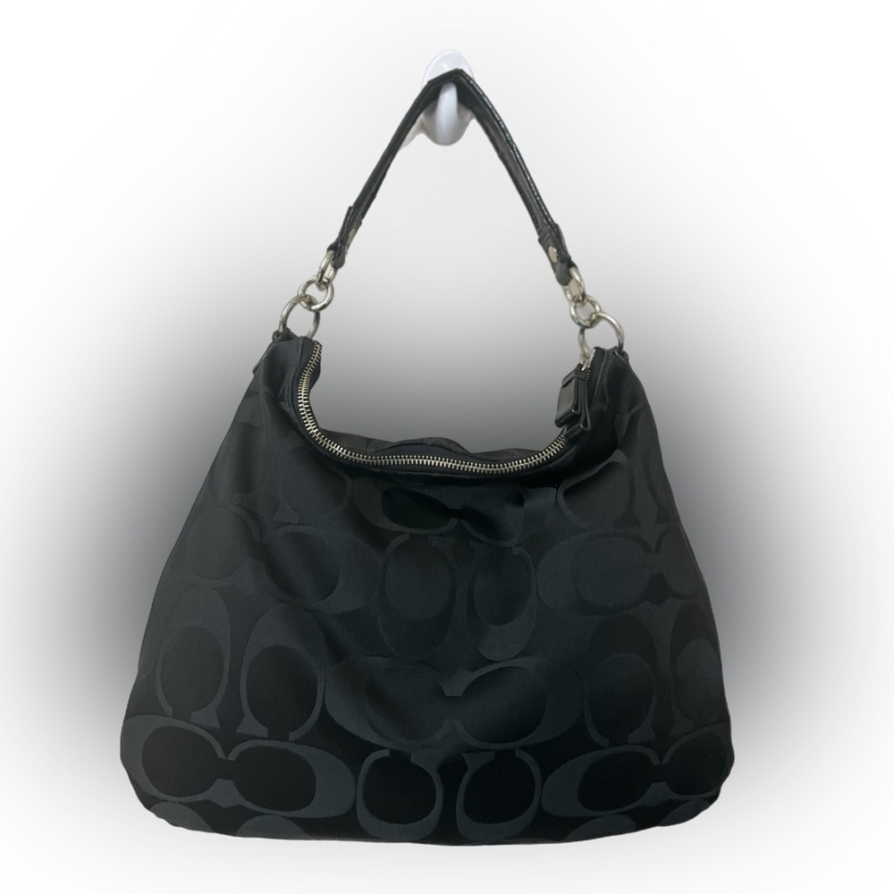 Coach F20064 Black Hobo Bag with Signature Style